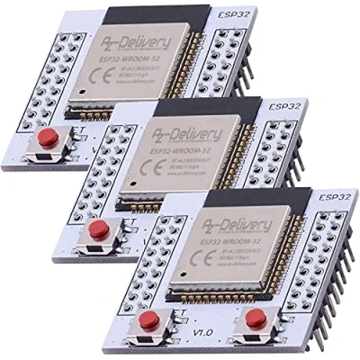 Bild av AZDelivery 3 x ESP32 WLAN WiFi modul med gratis adapterplatta kompatibel Arduino och mikrokontroller e Book!