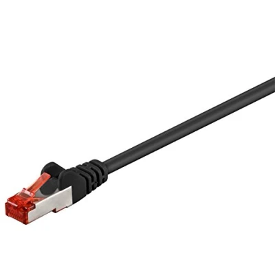 Bild av Goobay 92706 CAT 6a patchkabel, Ethernet kabel, dubbel skärmad, S FTP upp till 10 000 Mbits, 500 Mhz, halogenfri kopparkabel, RJ 45 kontakt, guldpläterade kontakter, 30 m, svart