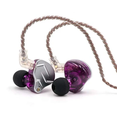 Bild av Linsoul KZ ZSN Pro Dual Driver 1BA+1DD Hybrid Metall Hörlurar HIFI In Ear Monitor med avtagbar 2 polig kabel, Zin legeringspanel (med mikrofon, lila)