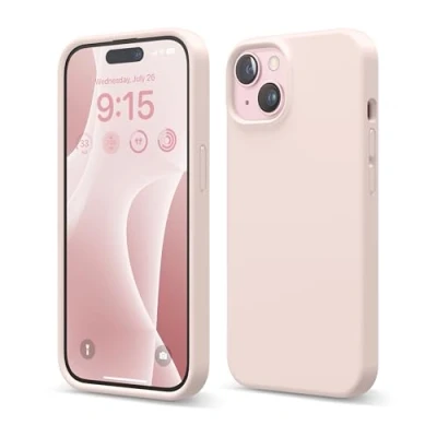 Bild av elago Kompatibel med iPhone 15 Fodral, Flytande Silikon Heltäckande Skydds Stötsäkert, Smalt Telefon Reptåligt Mjukt Mikrofiberfoder 6,1 tum (kärleksrosa)