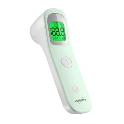 Bild av EUROPAPA Febertermometer för bebisar, barn, vuxna, infraröd panntermometer med feberalarm, C/F brytare, 30x mM minne (grön)