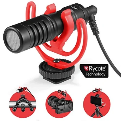 Bild av JOBY JB01643 BWW Wavo mobil kompakt mikrofon för kamera tillbehörssko med vibrationsdämpande hållare från Rycote och pälsvindskydd, smartphone, CSC, videokamera, mobiltelefon, YouTube