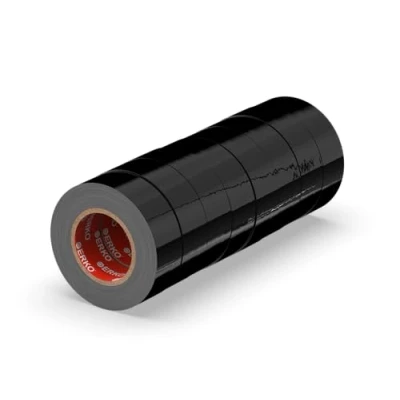 Bild av ERKO Isoleringstejp 19 mm x 20 m Svart 8 stycken för elektriska kablar, Hög flexibilitet och självhäftande kraft, isoleringstejp, tätningstejp, skarvning av tråd kabelisoleringar