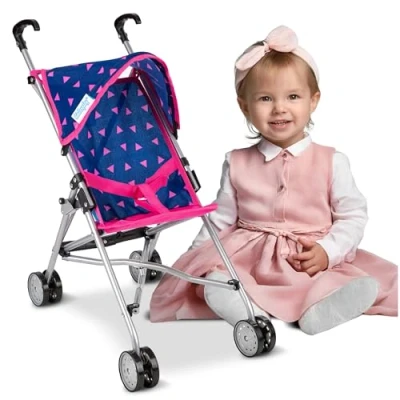 Bild av Kinderplay dockvagn, dockvagn lätt, stabil konstruktion, handtagshöjd 54 cm, modell KP0290 (KP0290T) cm blå, rosa