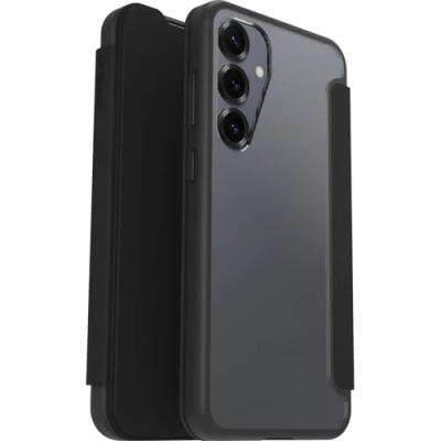 Bild av OtterBox React Series Folio skal för Samsung Galaxy S25+, stöttåligt, fallsäkert, skyddande folioskal med korthållare, testad till militärstandard, Klar/Svart