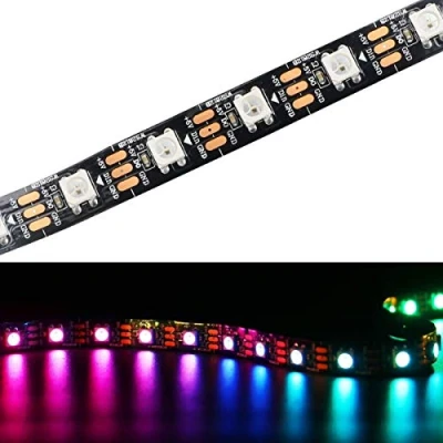 Bild av YUNBO WS2812B LED Remsa Ljus 300LED 5M Svart PCB Individuellt Adresserbara RGB 5V Strip IP20 NO Vattentät Flexibel Lampor