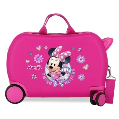 Bild av Joumma Disney Mimmi Helpers resväska kabinväska, barnväska, tillverkad av ABS, ett robust material, fyra flerriktade dubbla snurrhjul, kombinationslås på sidan, Färg: rosa, barnresväska