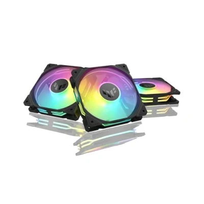 Bild av ASUS TUF Gaming TR120 ARGB standard Blade Black 3IN1 chassifläkt 3 pack (120 mm PWM PC fläkt, 2000 rpm, 3,3 H2O, 7,4 CFM luftflöde, 16 individuellt adresserbara RGB lysdioder, svart)
