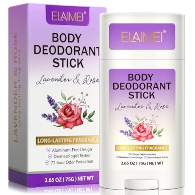 Bild av Resestorlek deodorant kvinna, naturlig antiperspirant stick, 72 timmars luktförsvar kroppsdeodorant för kvinnor, aluminiumfri, bikarbonatfri, hudsäker (lavendel &amp; ros)