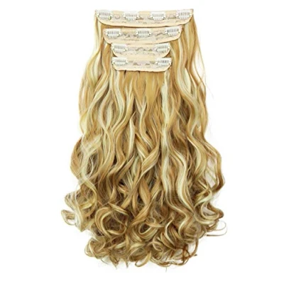 Bild av CAISHA XXL 45cm 4 delar set CLIP IN EXTENSIONS Hårförlängning Hårstycke Volumineus Vågig Blond Mix CES307 1