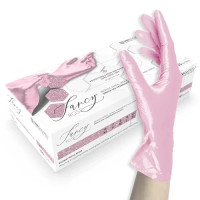 Bild av ASKON Unigloves Nitrilhandskar FANCY Rose glänsande rosa engångshandskar icke sterila, latexfria, puderfria livsmedelssäkra Skydd mot virus, svamp och bakterier (L (89))