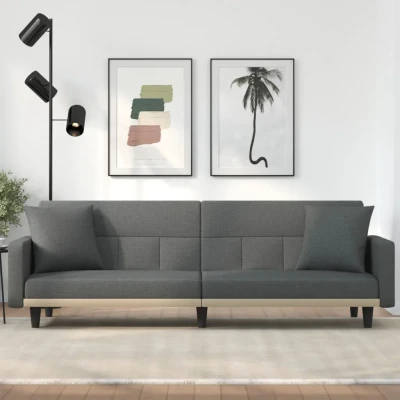 Bild av vidaXL Bäddsoffa med armstöd mörkgrå tyg, bädd soffa, utdragbar soffor, utdragbara gästsäng, gästsängar