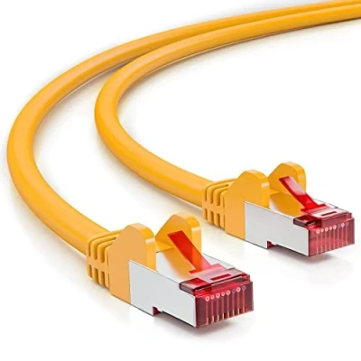 Bild av deleyCON 3,0m CAT6 Patchkabel S/FTP PIMF Skärmning CAT 6 RJ45 Nätverkskabel Ethernet Kabel LAN DSL Switch Router Modem Access Point Patch Paneler Gul