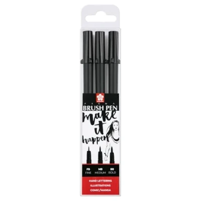 Bild av SAKURA PIGMA BRUSH BLACK SET 3