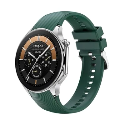 Bild av GIOPUEY Rem kompatibel med OnePlus Watch 2/OPPO X, mjuk silikon klockrem, rembyte [slitstark] [andas] armégrön