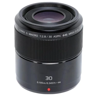Bild av Panasonic H HS030E LUMIX G makro 30 mm F2.8 ASPH. Objektiv (O.I.S. bildstabilisator, bildvinkel 40, filterstorlek 46 mm), svart