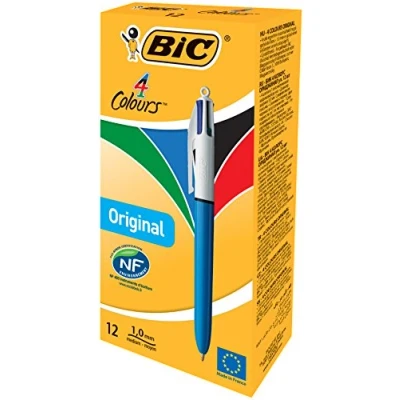 Bild av BIC 4 färger original kulspetspennor medium spets (1,0 mm) låda med 12