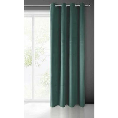 Bild av Eurofirany Pierre gardin sammet öljetter vardagsrum sovrum modern klassisk metallöljetter 1. STK 215 g/m², mörkturkos, 140 x 250 cm