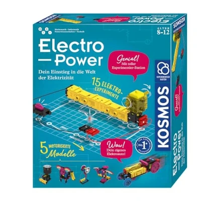 Bild av KOSMOS 620707 Electro Power, teknikexperimentlåda för barn från 8 år, Amazon exklusiv, elektronik byggsats med 5 motoriserade modeller