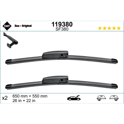 Bild av Balai d&#039;essuie glace Swf Visioflex 119380 avant Sans Cadre RENAULT: SCENIC 2, GRAND 2