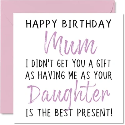 Bild av Roliga födelsedagskort för mamma från dotter grattis på födelsedagen ingen gåva dotter, mor oförskämd skämt humor gratulationskort