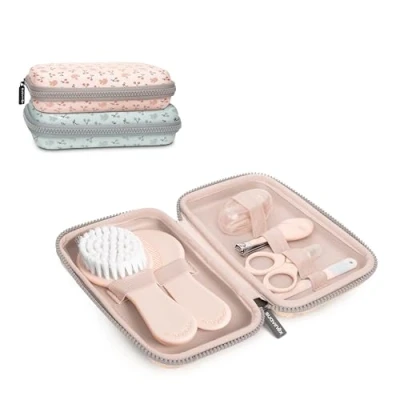 Bild av Suavinex, babyvårds set, komplett och bärbar necessär, manikyrset, innehåller: borste kam tandborste sax fil nagelklippare, 6 delar, rosa