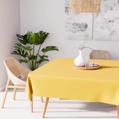 Bild av Nappe anti tâches carrée SOLEIL D&#039;OCRE ALIX Jaune radieux 140x140 cm 100% polyester Lavable