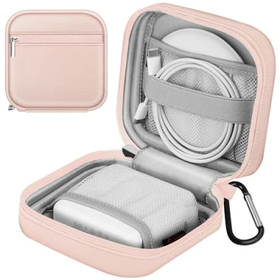 Bild av FINPAC Förvaringsväska för MacBook laddare, liten elektronisk väska laptop tillbehör, Magic Mouse, USB Flash Disk, kabel, Power Bank Organizer resor arbete, Rosa