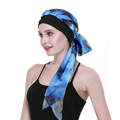 Bild av Cancer huvudbonader halsdukar för kemoterapi kvinnor Fitted Bandana Hårbortfall Headwrap Cap
