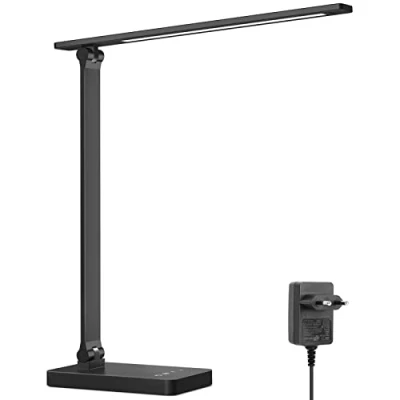 Bild av Lepro Skrivbord, LED bord dimbar, sänglampa 750 LM 3 färger och 5 ljusstyrkenivåer, dagslju, bord, skrivbord för barn, kontor, plast, svart