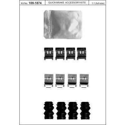 Bild av QUICK BRAKE 109 1874 Kit d&#039;accessoires, plaquette de frein à disque TOYOTA: Auris Break, 5 portes, Corolla XII Break