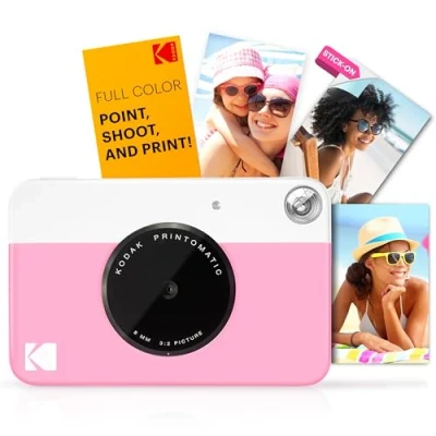 Bild av Kodak PRINTOMATIC digital omedelbar bildkamera, fullfärgstryck på zink 2 x 3 fotopapper med klibbig funktion tryck minnen omedelbart (rosa)