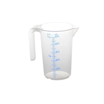 Bild av Hunersdorff 935500 Graduated can 500 ml, PP, with 2 Scales Closed Handle, Transparent and Stackable