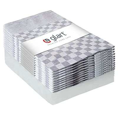Bild av Glart 48SG Set om 10 diskhanddukar kökshanddukar kökshanddukar, helvridna och 50 x 70 cm, 100% bomull OEKO TEX, grå, förtvättad