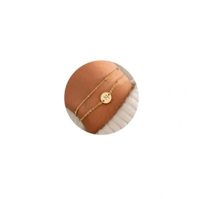 Bild av TINGN guldarmband för kvinnor tonåringar flickor, presenter 16K guld, fyllda initialer, armband med personlig skrift, monogram, berlock, armband, smycken