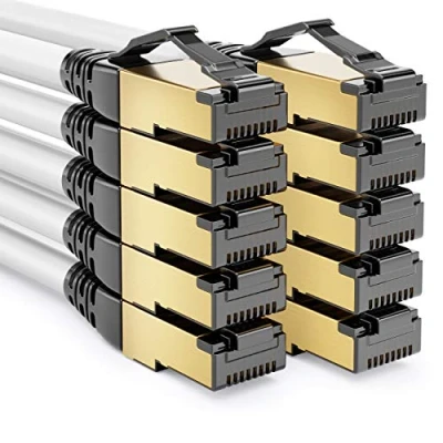 Bild av deleyCON 10x 2m CAT8.1 Patchkabel Nätverkskabel Datakabel S/FTP PIMF 2000MHz 40Gbit RJ45 LAN DSL Kabel CAT.8 Ethernet Kontakt Vit