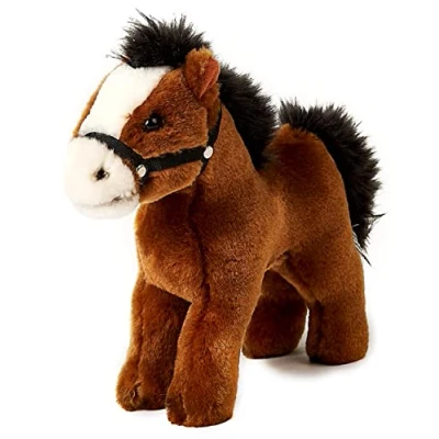 Bild av Uni Toys häst, stående, brun (utan sadel) 23 cm (längd) plyschhäst plyschdjur, gosedjur