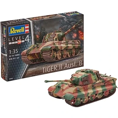 Bild av Revell Tiger II Ausf.B (Henschel Turr), Stridsvagnsmodell, 1:35, II, Hanstik, Plast, 250 st