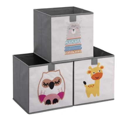 Bild av Navaris Set med 3 x förvaringslåda vikbar låda 28 cm för förvaring av leksaker, kläder, babytillbehör och tillbehör