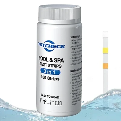 Bild av Pool Test Strips,3 i 1 simbassäng testremsor Spa testtillbehör för alkalinitet, pH, cyanursyra, fri/total klor, hårdhet Onlynery