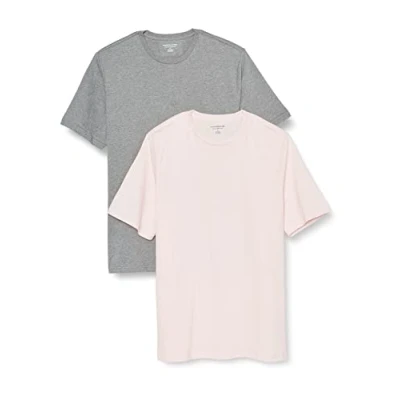 Bild av Amazon Essentials herr normal passform kortärmad rund hals t shirt, paket med 2, grå ljung/ljusrosa, X Large