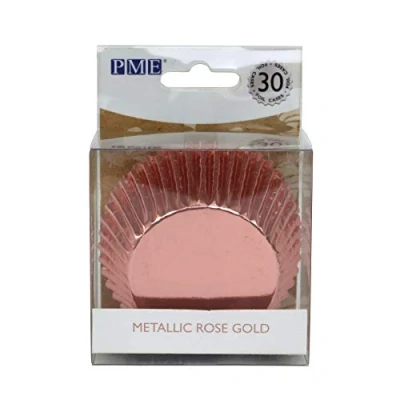 Bild av PME BC818 metallisk roséguld muffin, standard, bakfodral Pk/30, foliefodrade pappersfodral