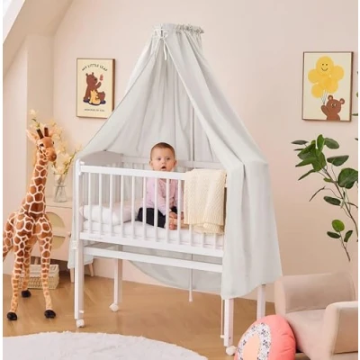 Bild av ALAVYA HOME® Sänghimmel I babysänghimmel baldakin barnrum himmel insektsskydd myggnät för babysäng, babyvagga barnsäng 100 % ekologisk bomull GOTS certifierad 150 x 240 cm