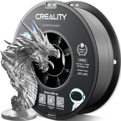 Bild av Officiell Creality PETG 3D skrivarfilament 1,75 mm 1 kg (2,2 pund), hög precision stark seghet, luktfri bättre flöde fuktsäker utskrift Ender filament (grå)