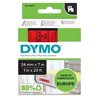 Bild av Dymo D1 text band 24 mm x 7 m svart på rött