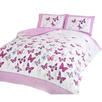 Bild av Art Flutter fjäril rosa och vit enkel påslakanset sängkläder sängkläder, bomull polyester, 1 del