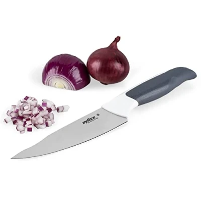 Bild av Zyliss Comfort verktygskniv, 13 cm/5,25 tum, japanskt rostfritt stål, halkfritt handtag, skydd för säkerhet svart/vit, professionell kökskniv/grönsakskniv, diskmaskinssäker