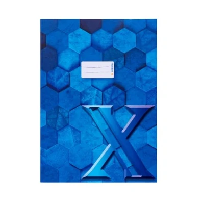 Bild av HERMA 20085 häftkuvert A4 kartong, blå, 10 stycken, raffinerat häftfodral med märkningsfält av robust och extra starkt papper, häftskydd hexagonmönster motiv för skolhäftningar, färgat