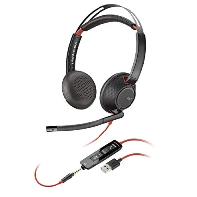 Bild av Plantronics Blackwire C5220 Trådbundet, dubbla öron (Stereo) headset med Boom Mic USB A, 3,5 mm för att ansluta till din PC, Mac, surfplatta eller mobiltelefon