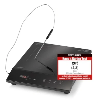 Bild av CASO TC2400 Thermo Control enkel induktionshäll med termometer för exakt stekning och matlagning, perfekt SousVide, temperaturområde 60240 C, timer, 2 400 watt